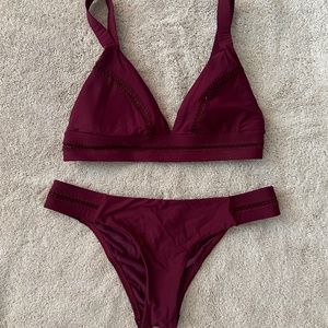 PilyQ Swim Burgundy Bikini, Size M